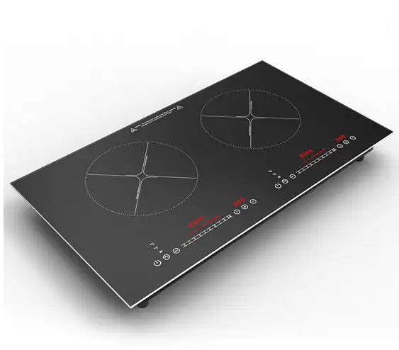 Commercial Built-In Double-Head Electric Cooktop with Crystal Plate 2-Burner Induction Cooker Multi-Function for Pots