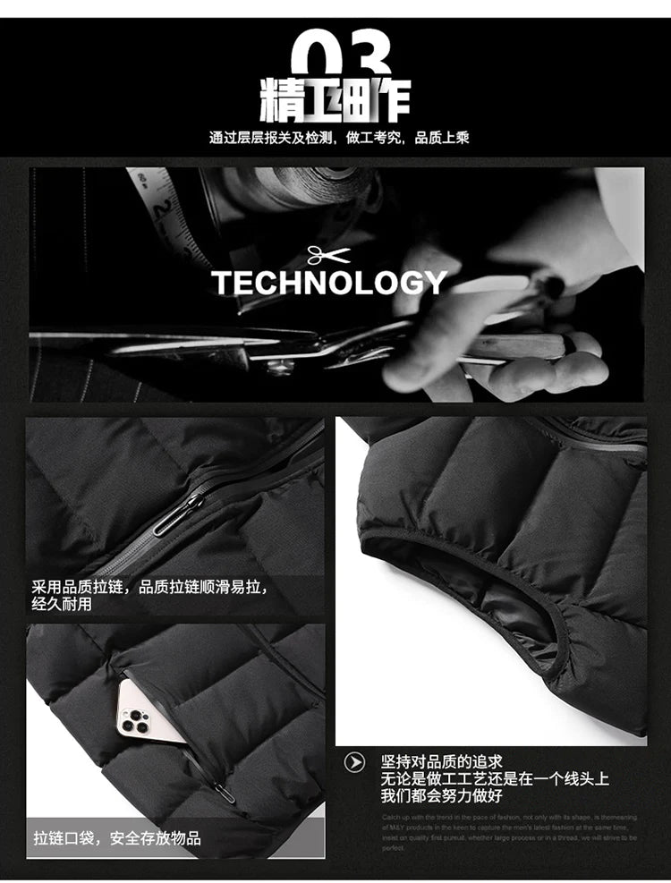 Male Stand Up Collar Vest Men Fashionable and Casual Waistcoats Thick New Vest for Autumn and Winter Men Cool and Warm Clothes