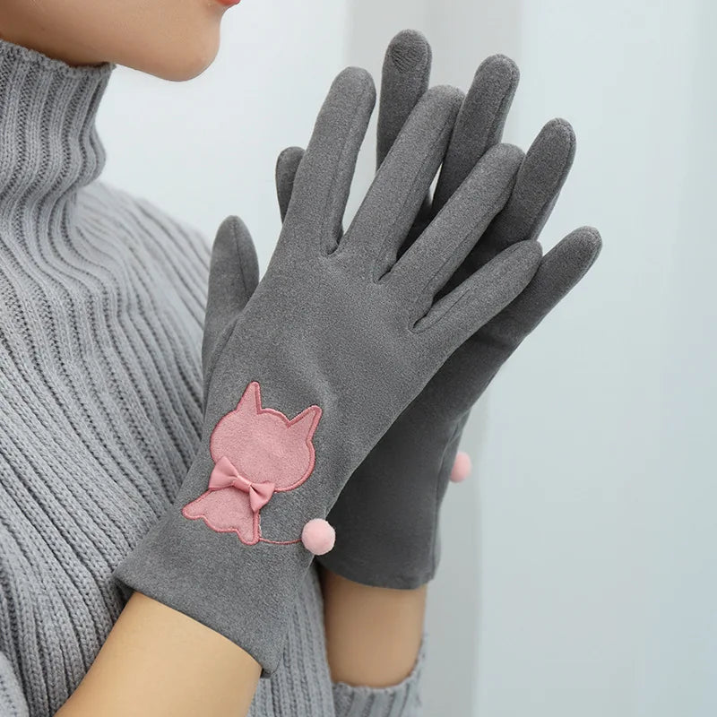 New Grace Fashion Lady Gloves Women Winter Vintage Touch Screen Driving Keep Warm Windproof Glove Mittens Dropshiping G072