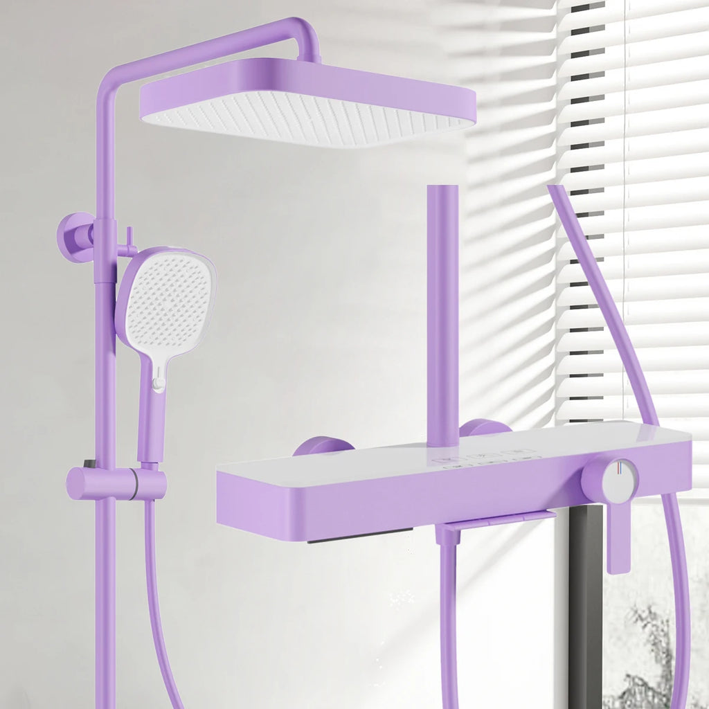 Orange Piano Bathroom Shower Set Waterfall Bathroom Mixer Faucets Rainfall Shower Head Hot Cold Piano Bathroom Shower System