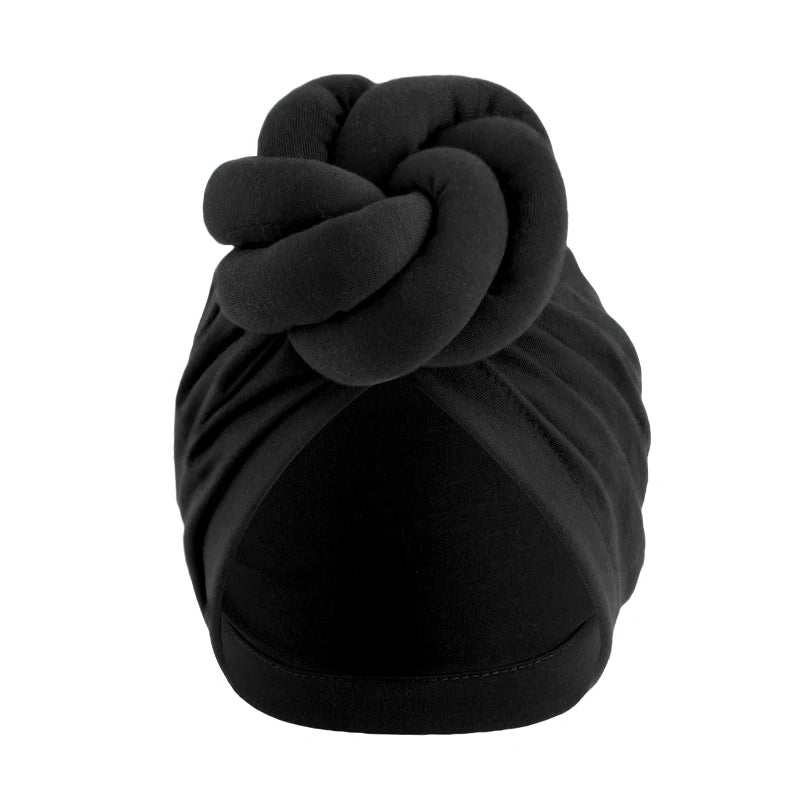 Women's Fashion Turbans New Large Plate Flower Knotted Turban Cotton Chemo Cap Headscarf Beanie Hat Headwear Turbante Mujer