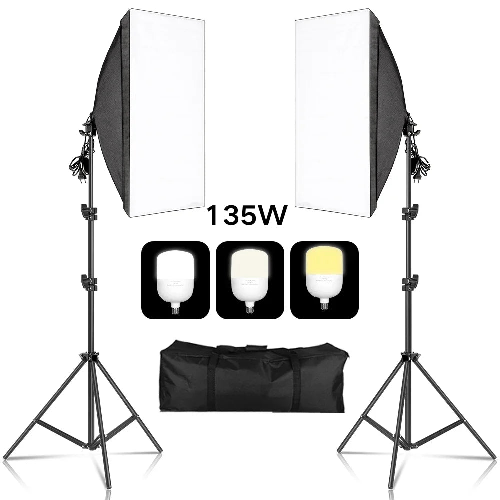 New 30w 40w Photography 50x70CM Softbox Lighting Kits System Soft box Continuous Light Use For Photo Studio Portrait Shooting