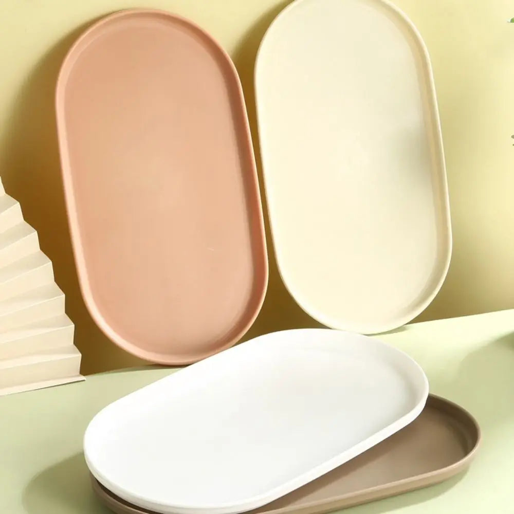 Kitchen Organizer Plastic Dessert Tray Stackable Oval Serving Tray Multi-Function Creative Dish Plate Home