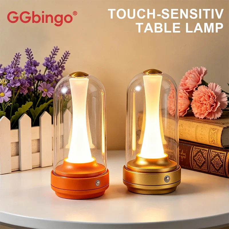 GGbingo Night Light Dimmable Night Lamp LED Rechargeable Light Touch Glass Lampshade Mood Light for Home Bedside Coffee Shop