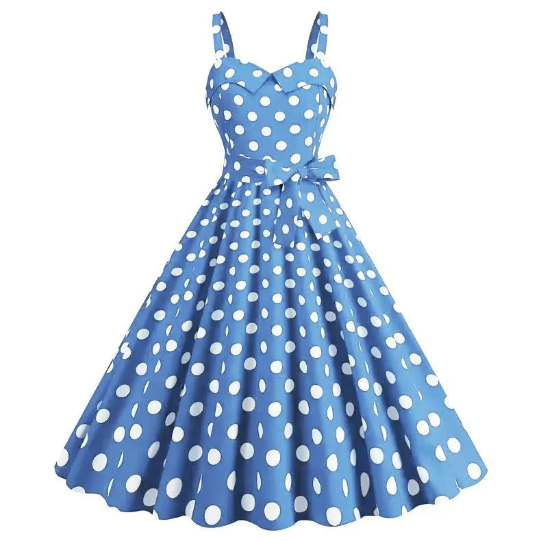 Vintage Classical Polka Dot Printed Dress Women's Sexy Sling Strap Wrap Chest Dress Valentine's Day Streetwear Spring Summer