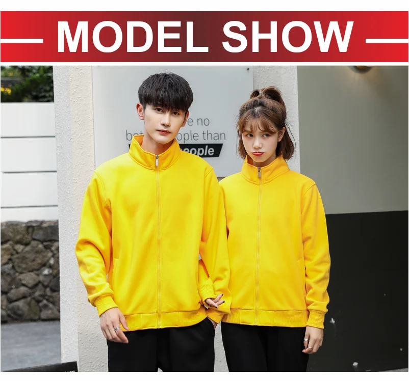 Winter Men Women Fleece Warm Jacket Custom Logo Company Team Casual Coat Printing Design Stand Collar Sweatshirt Embroidery
