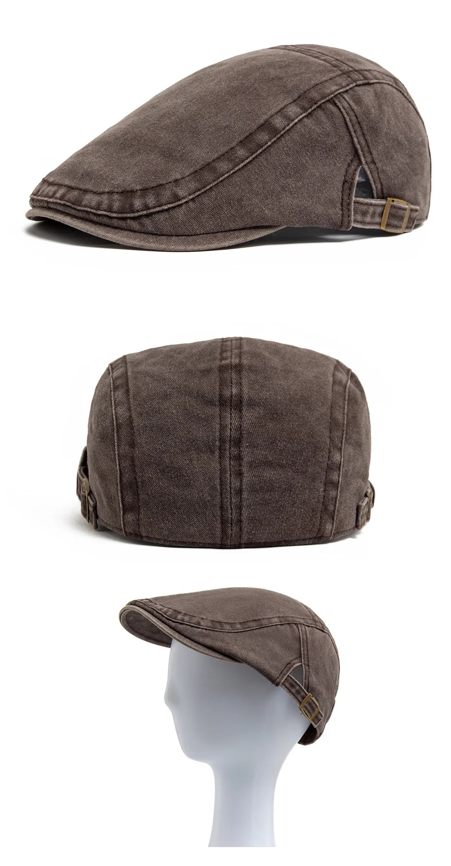 Spring Summer Watered Denim American Casual Retro Beret  Washed Old Street Forward Hat British Painter Newsboy Cap Visor