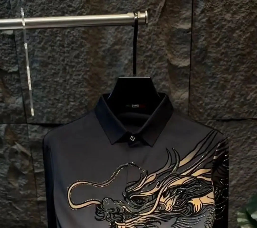 2025 Spring, Autumn and Winter New Men's High-end Printed Shirt Light Luxury Fashion Casual Trendy