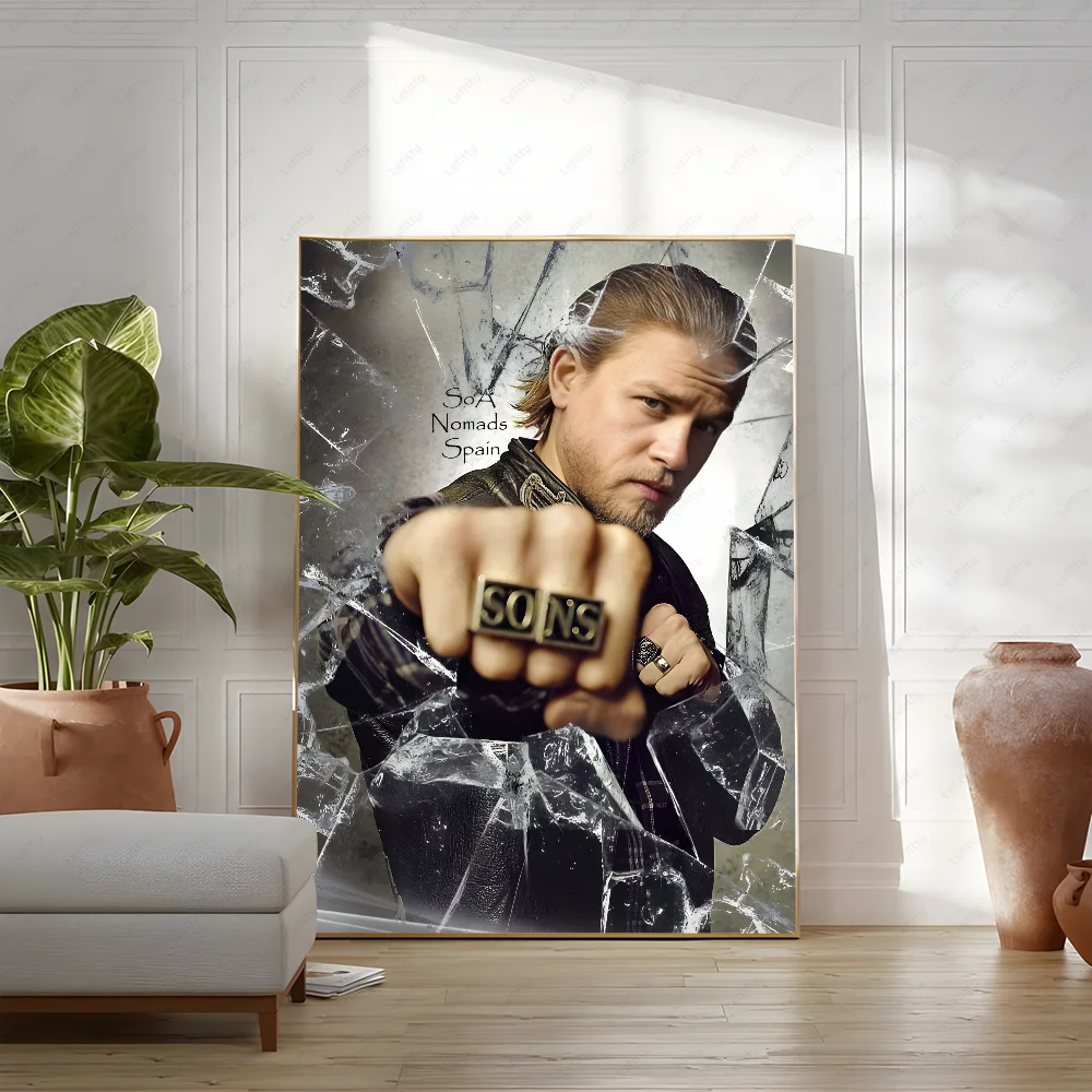 S-Sons Of A-Anarchy Crime Movie Poster Sticky Wall Art Printing Waterproof Home Living Bed Room Bar Hallway Aesthetic Decor
