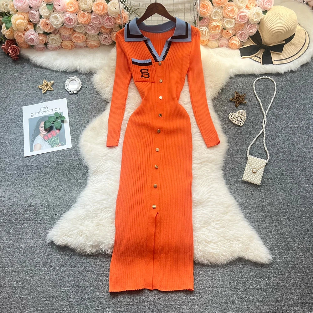 YuooMuoo Brand Fashion Summer Knitted Dress Women 2025 New Y2K Embroidery Long Bodycon Sweater Dress Streetwear Lady Vestidos