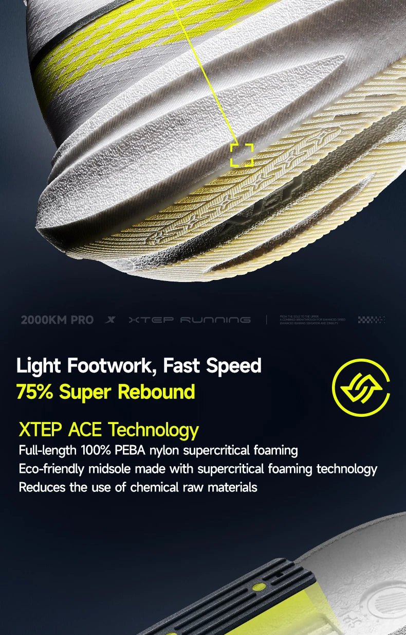 XTEP 2000KM 5.5 PRO Men Running Shoes Plate-free Racing Training Shoes with Cushioning and Water-repellent Finish 874419110062
