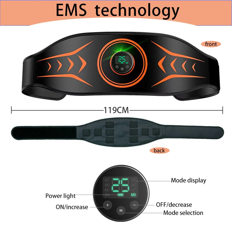 Electric EMS Muscle Stimulator Abdominal Trainer Belt Arm Leg Muscle Toner for Men Women Body Slimming Shaping