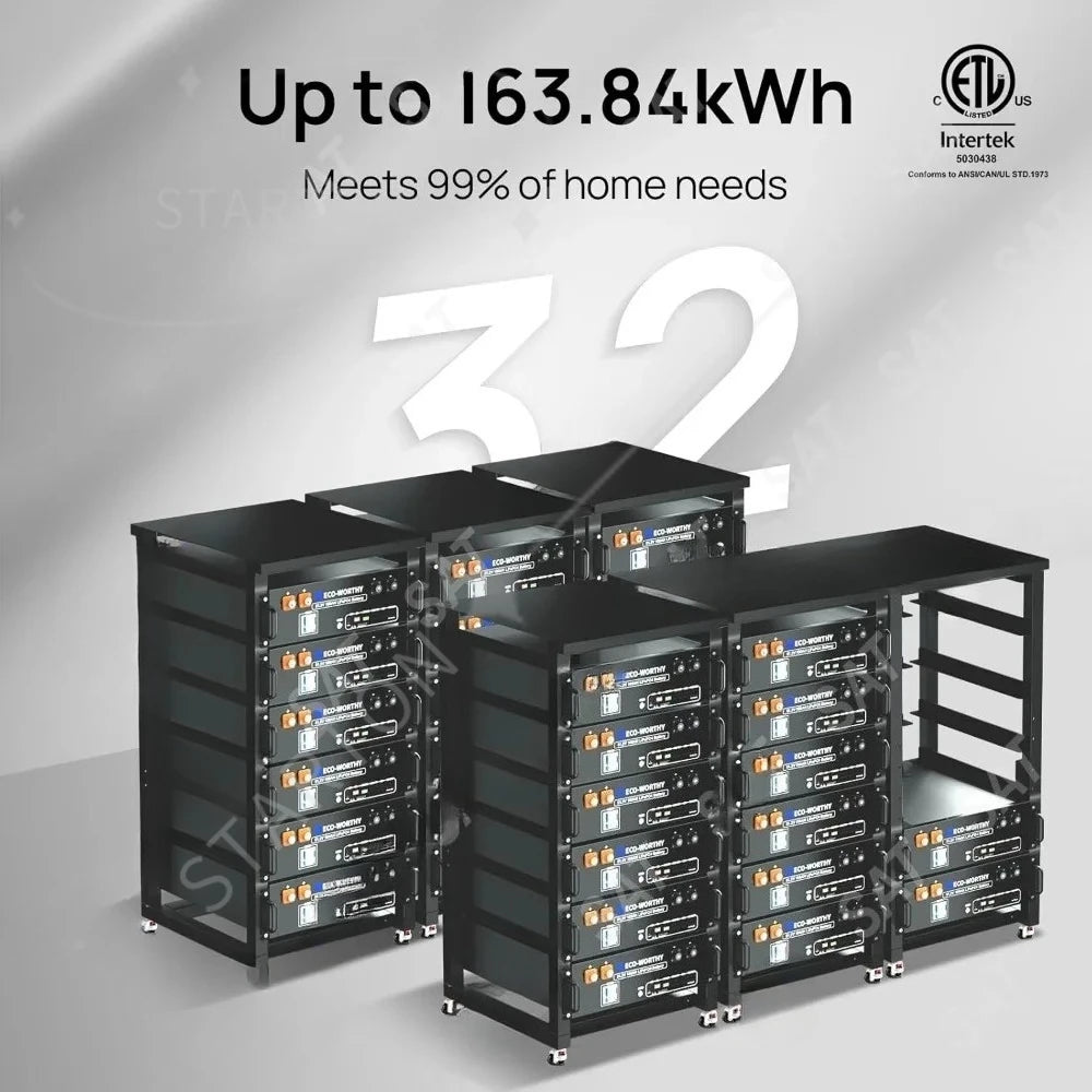 Certified | 5120Wh Server Rack Battery for Solar Energy Storage 48V 100Ah LiFePO4 Lithium Battery w/Bluetooth | UL1973 & UL9540A