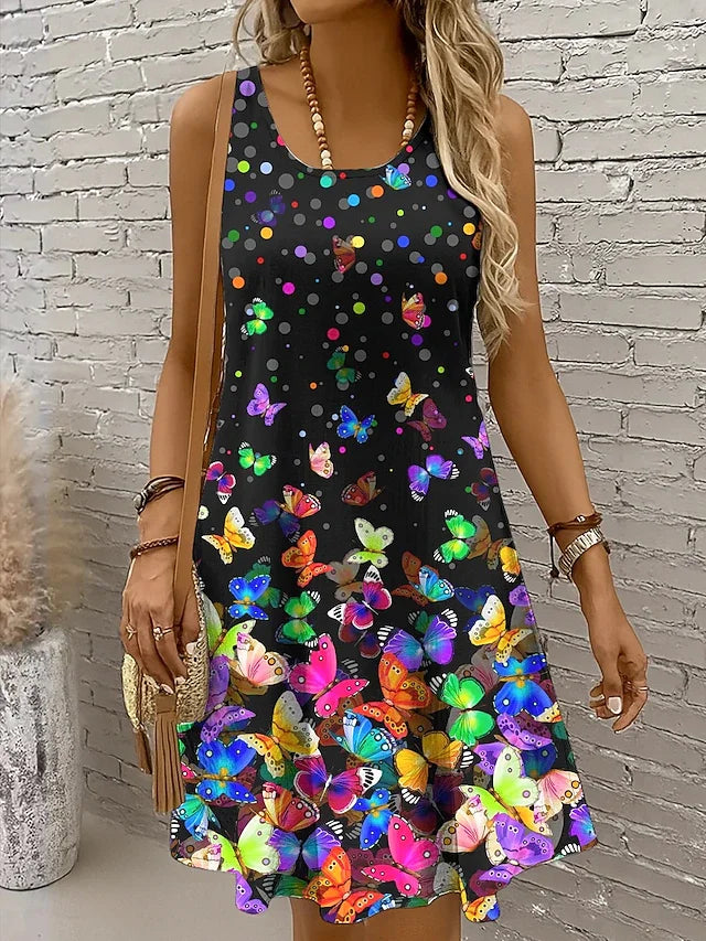 Womens A Line Dress Summer Dress Off The Shoulder Dress Vacation Vintage Daily Loose Fit Floral Graphic Tropical Sleevele U Neck