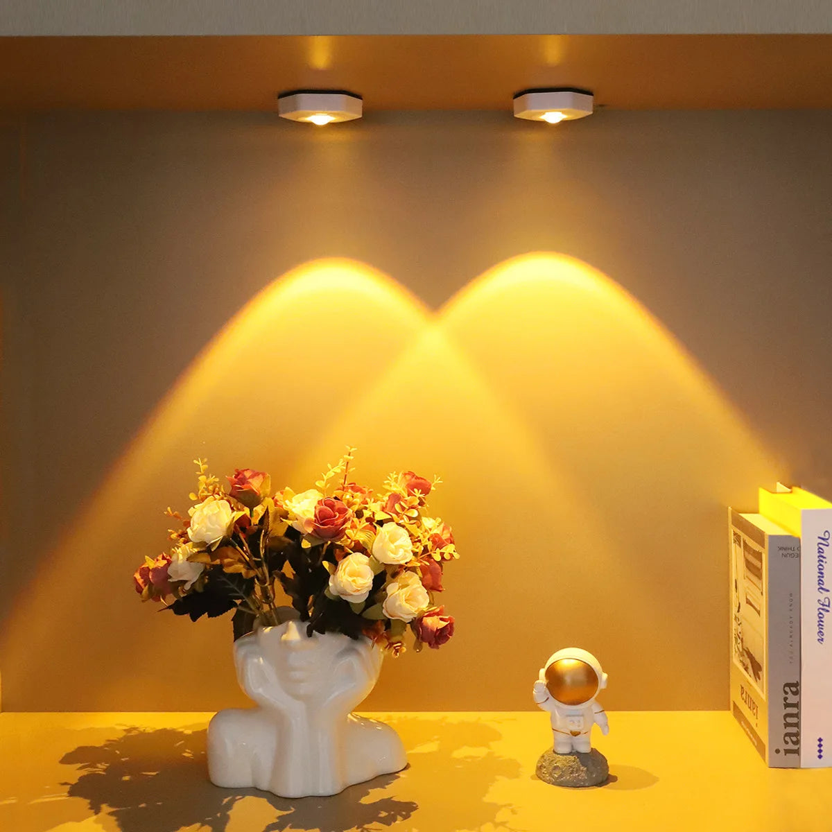 Creative Hexagonal Cat Eye Under Cabinet Light Sunset Red Projection Sunset Lamp Battery Powered Touch LED Decorative lights