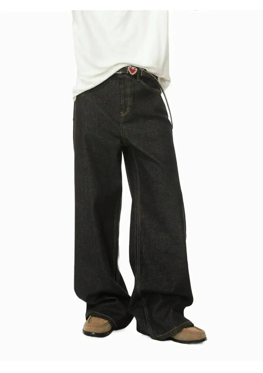 IEFB Men's Straight Denim Pants New Cleanfit Solid Color Korean Version Wide Leg Versatile Casual Jeans Trend New Autumn  9C1519