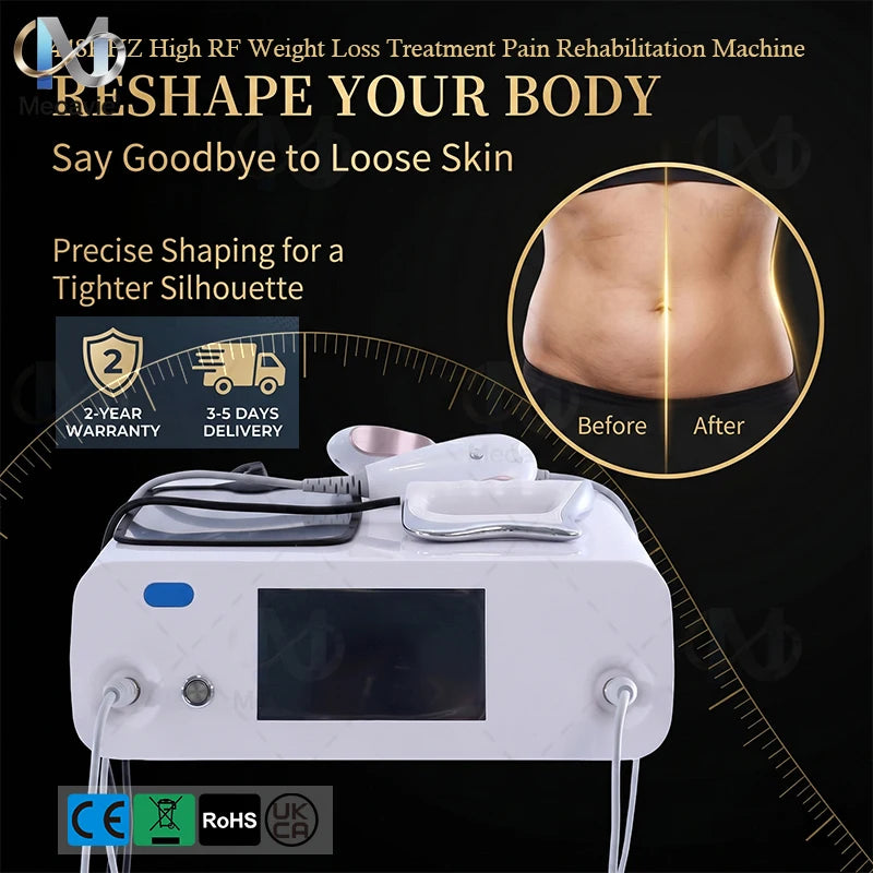Mecavie 448KHz High RF Therapy Machine 500W Deep Thermal System 4 Probes (CET/RET)  Body Sculpting Pain Relief Facial Lifting