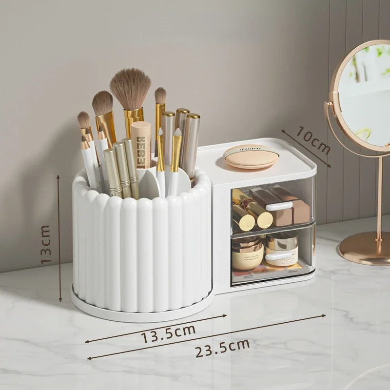 360 Rotating Makeup Desktop Cosmetic Storage Box Organizer Large Capacity for Bathroom Portable Lipstick Makeup Brush Pen Holder