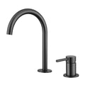 304 Stainless Steel Widespread Bathroom Basin Faucet Hot and Cold Mixed Water Wash Basin Faucet Deck Mounted Nickel /Black