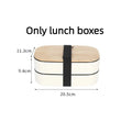 1200ML Divided Lunch Box Picnic Microwave Wooden Cover Japanese Bento Box Portable Double Layer Food Container For Kids