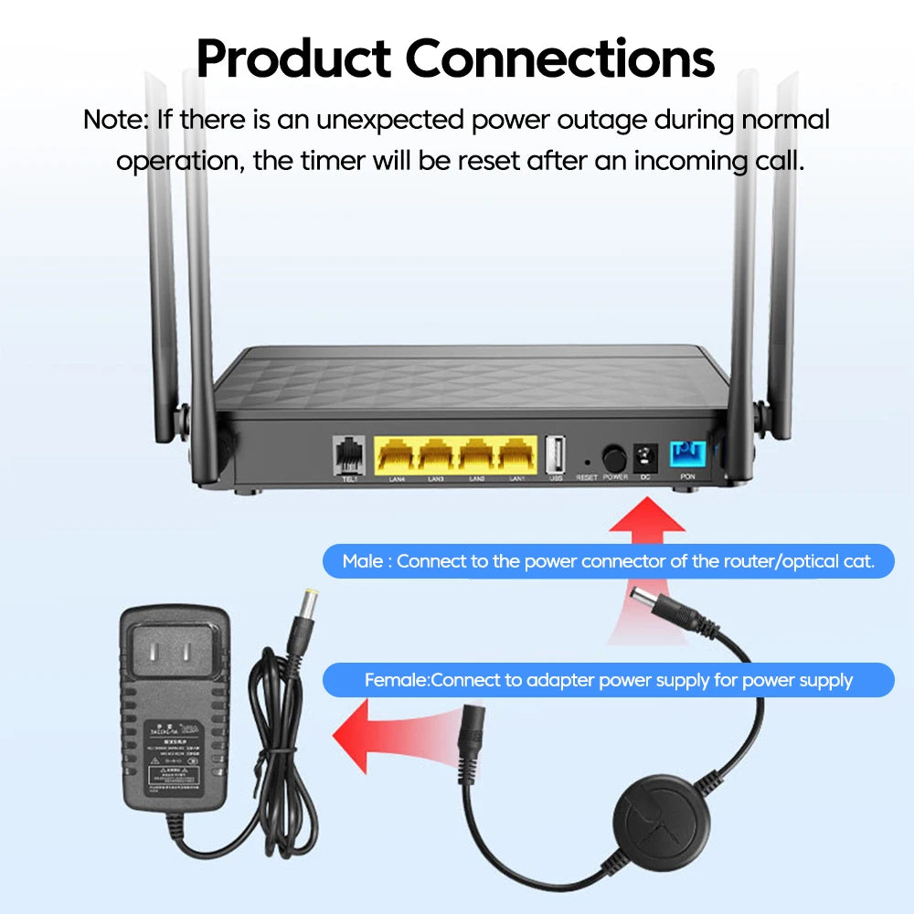 WiFi Router Reset Rebooter Automatic Restart Cable 72 Hours For WiFi Bridge/Cat/Router/Repeater Rebooter Off Reset Control Line
