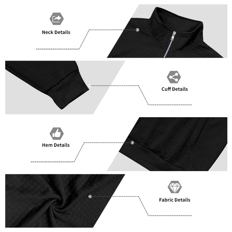 semi-zipper sweater men's autumn and winter jacquard small checkered stand-up collar casual pullover large size sweater