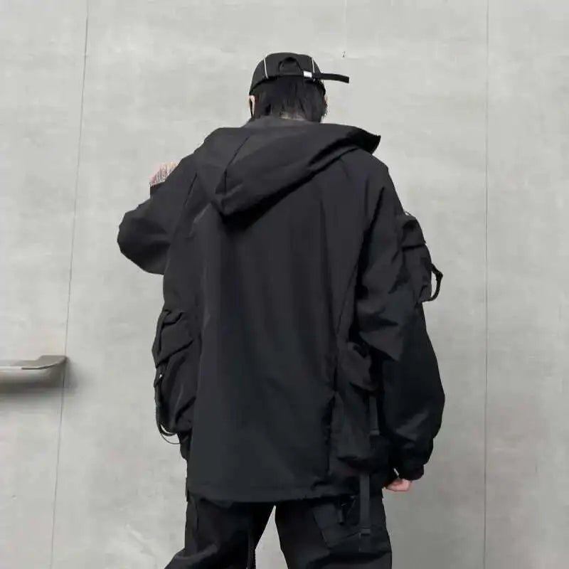 Men's Tide Dark Loose Techwear Jacket Trend High Street Leisure Function Charge Coat Workwear Coat