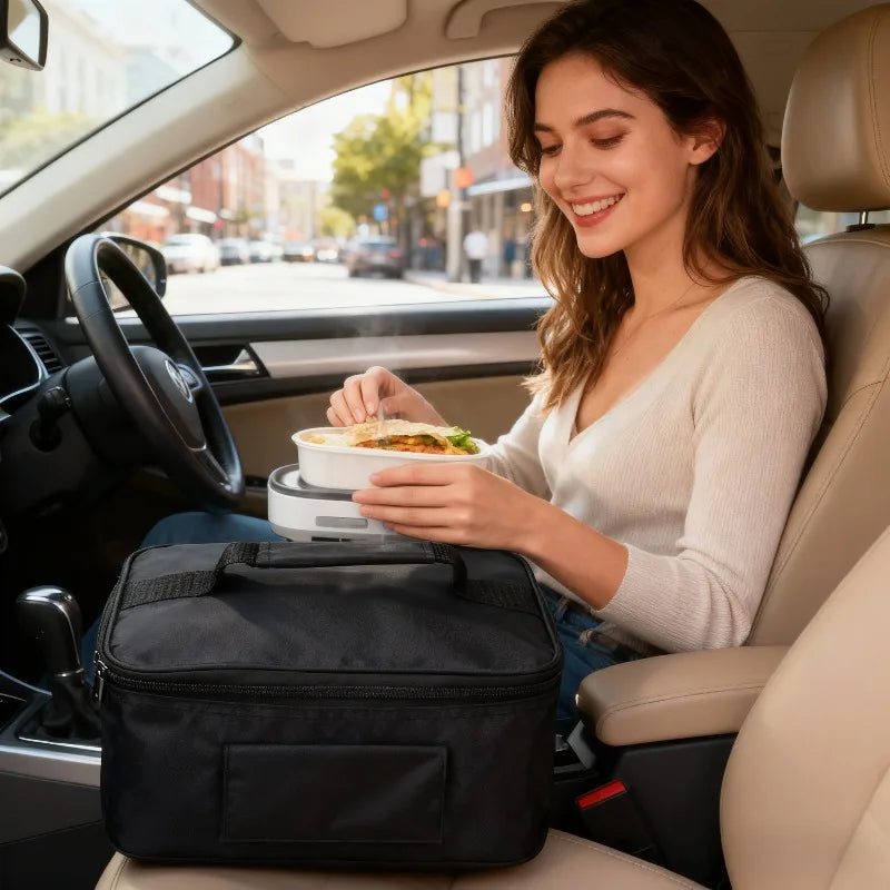 12V Car Heated Picnic Food Lunch Box Warmer Portable Mini Oven Insulated Efficient Heating Constant Temperature Auto-Control