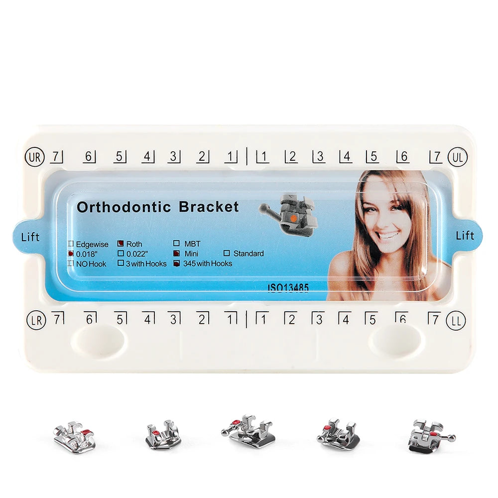 1pack AZDENT Dental Orthodontic Brackets  Mini / Standard Roth / MBT / Edgewise 022/018 Slot Hook 3/345