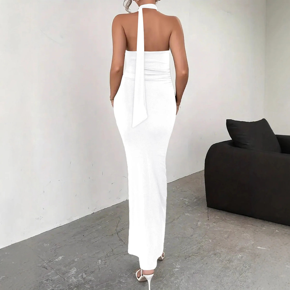 2026 New Arrival Women Sexy Backless High Split Maxi Dress Flowy Tie Strap Long Dress
