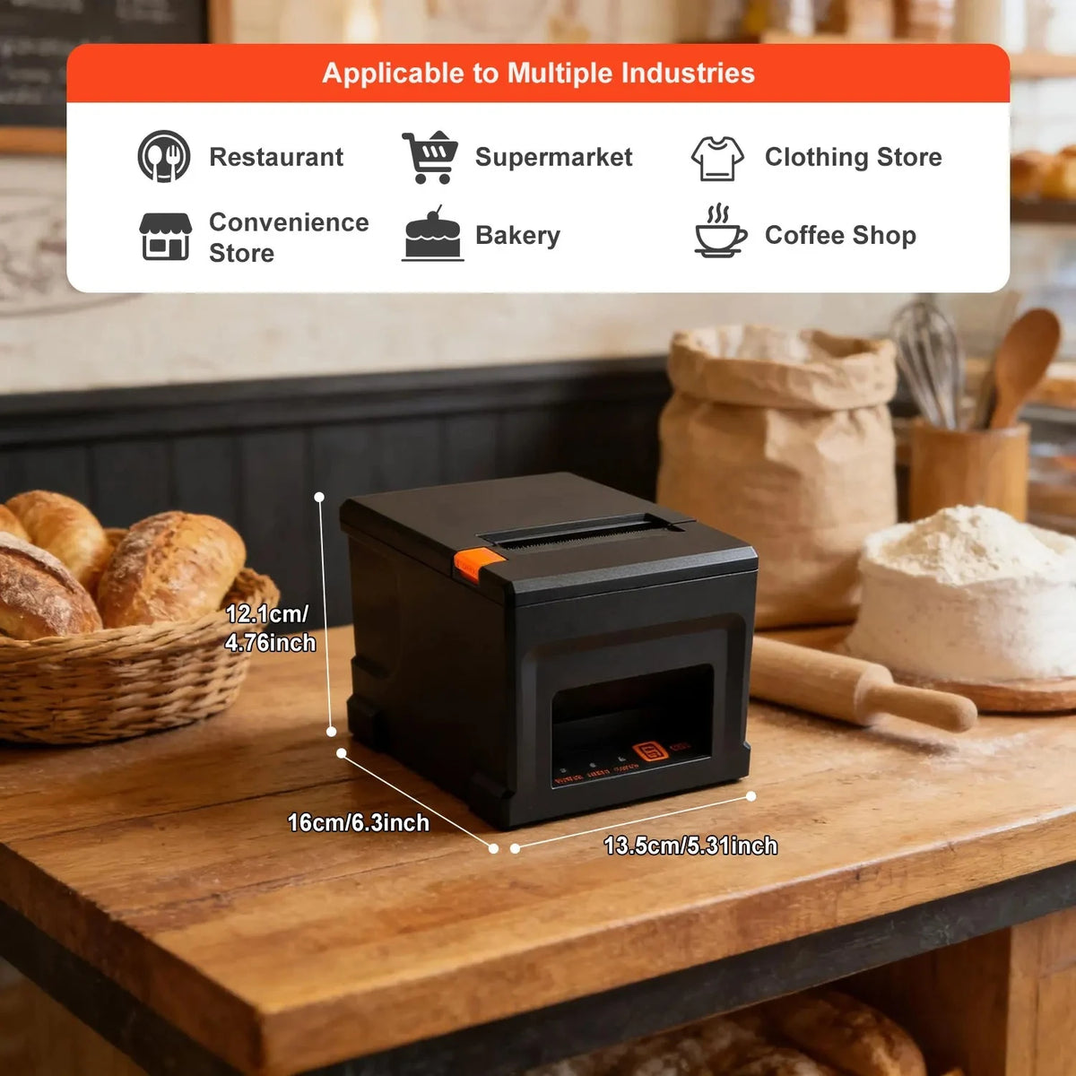 80mm Thermal POS Printer - 220mm/s High Speed, Auto Cutter, Multi-System Compatible for Shops