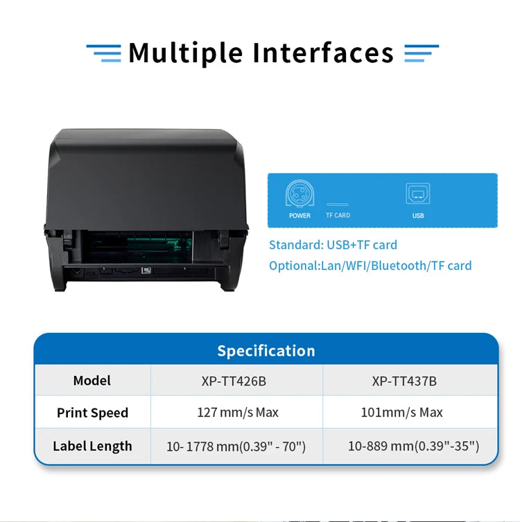 XP-TT426B High-Definition 4inch Thermal Barcode Label Printer 110mm USB Interface Label Printer