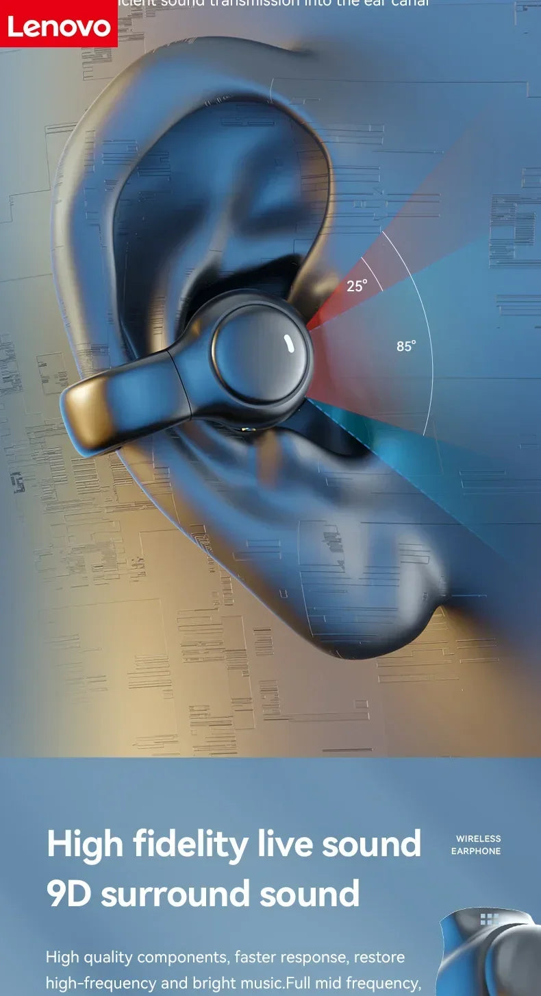 Lenovo High Quality Bone Conduction Wireless Earphones Bluetooth Noise Reduction Sports Earphones Suitable for Xiaomi Iphone