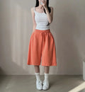 Summer Drawstring Wide Leg Shorts Women Fitness Running Loose Casual Large Sports Shorts Sweat Short High Elastic Lace Up Pants