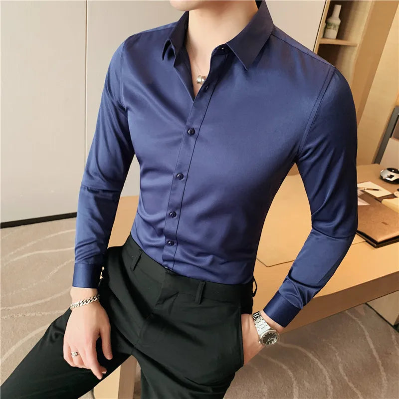 Camisas De Hombre Long Sleeve Shirts For Men Clothing 2026 Business Formal Wear Camisa Social Masculina Slim Fit Chemise Homme