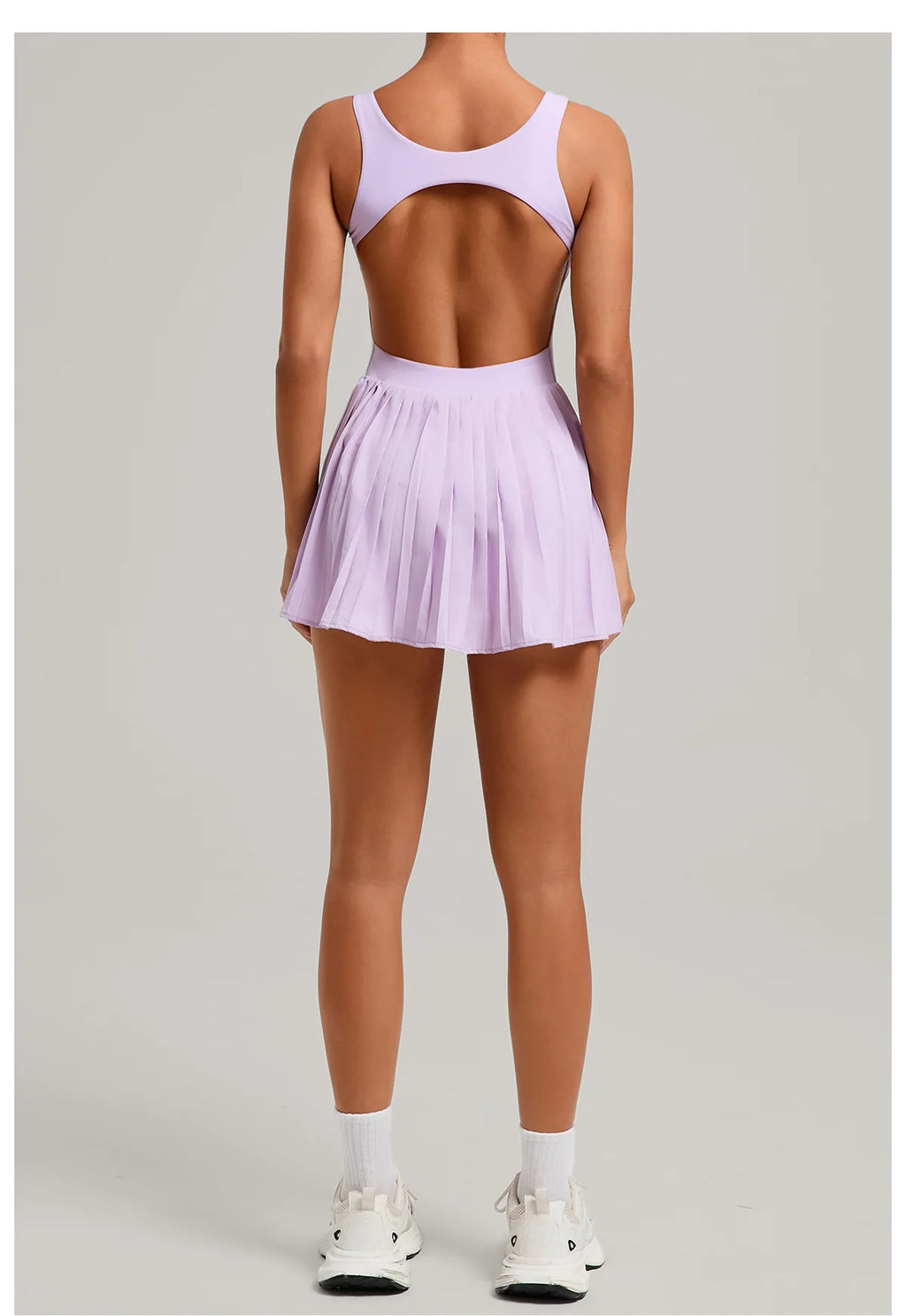 Backless Sports Tennis Golf Dress Mini Workout Pleated Skirts with Shorts Yoga Suit Peadded Gym Jumpsuit Fitness Set Activewear