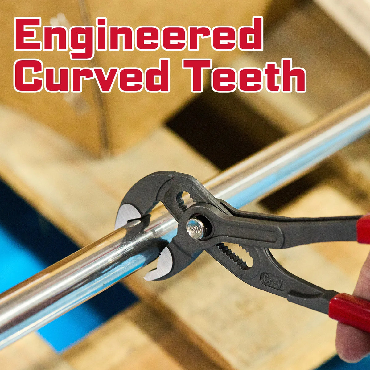 7' Groove Joint Pliers W/ Button Adjustment, 1.5' Max Capacity, CR-V Steel, Parallel Jaws for Plumbing