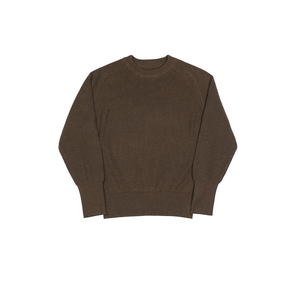 Classic Raglan Sleeve Crewneck Sweater Vintage Style Men's Wool Blend Knitted Pullover Jumper Thick