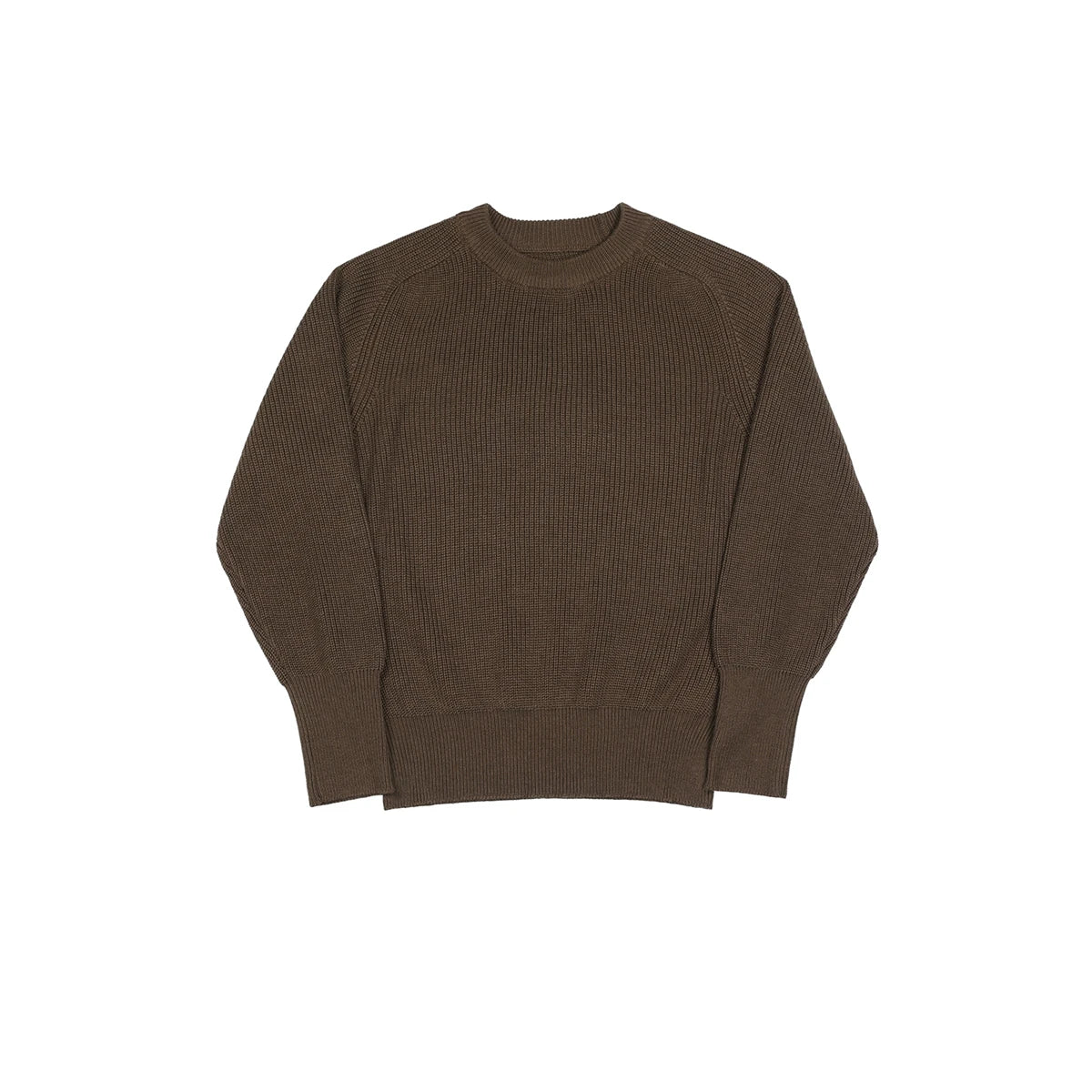 Classic Raglan Sleeve Crewneck Sweater Vintage Style Men's Wool Blend Knitted Pullover Jumper Thick