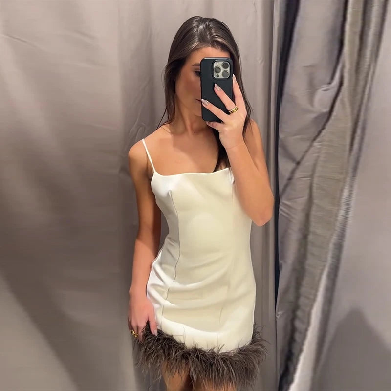 Sexy Women's Dress Halter Sleeveless Backless Slim Hip Package Tassel Female Dresses 2025 Autumn Party Christmas Chic Lady Robe