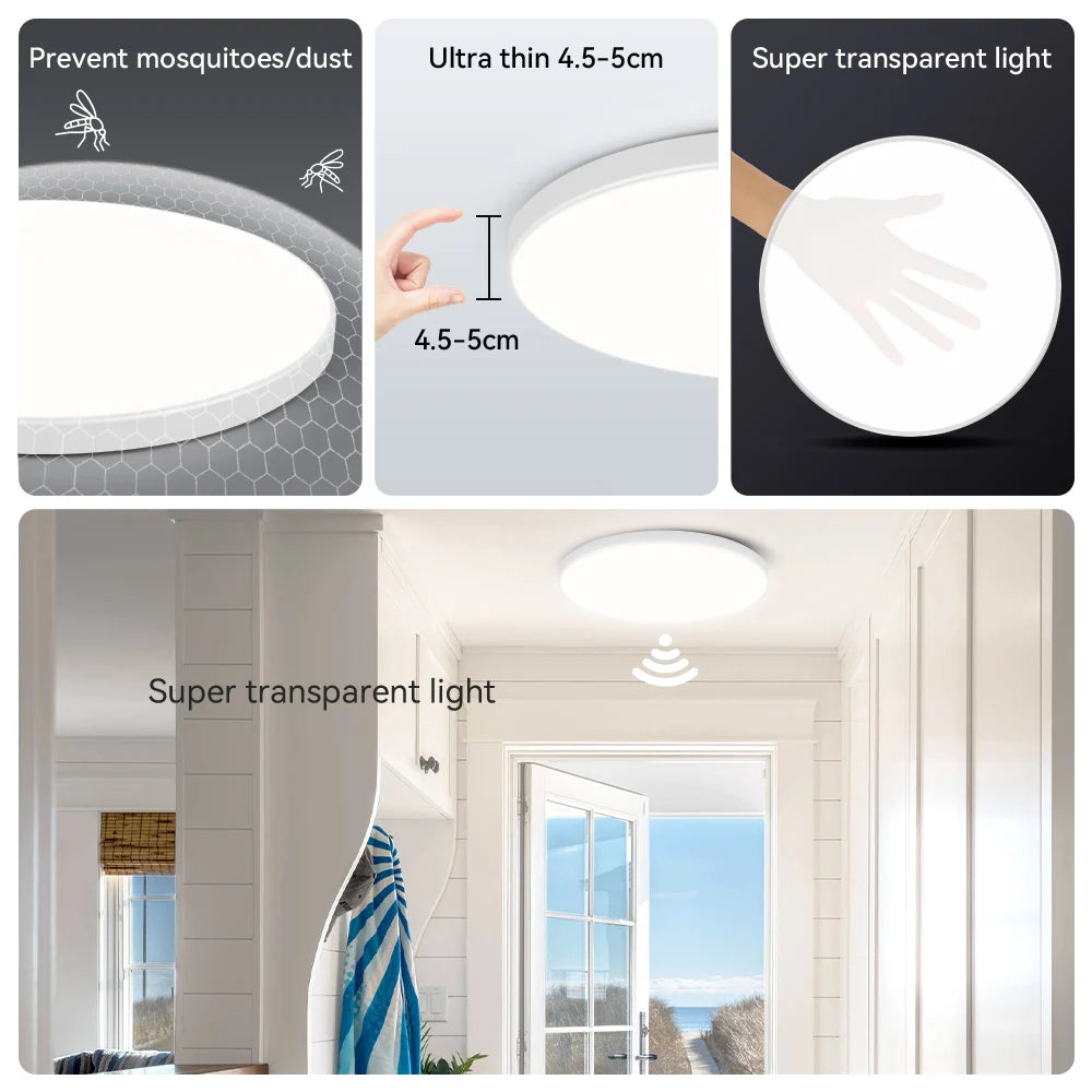 LED Radar Sensing Ceiling Light Intelligent Panel Lamp Motion Sensor Light Home Ceiling Lamp For Hallways Aisle Stairways Garage