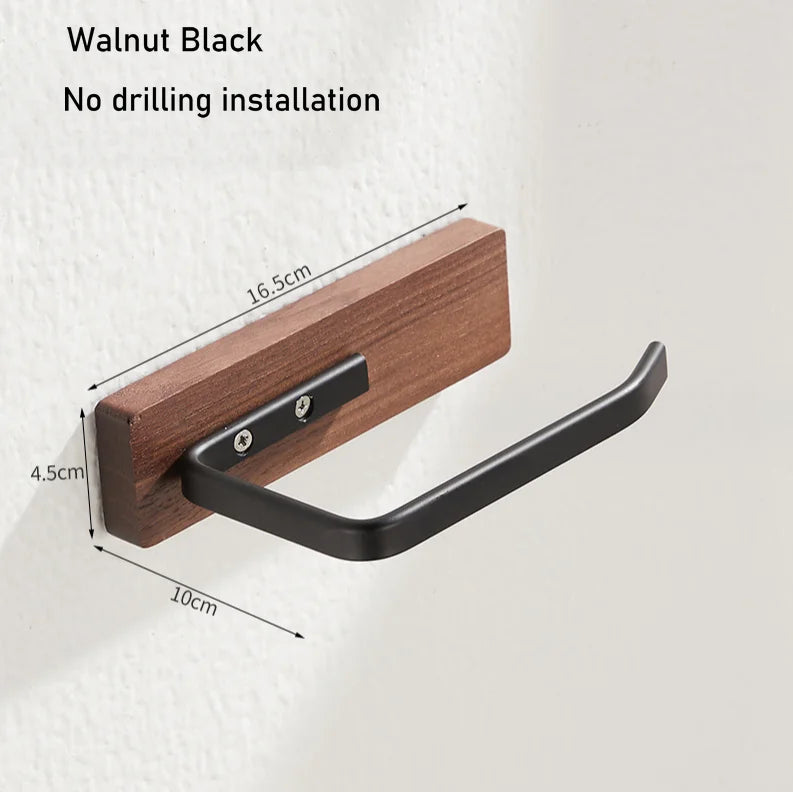 Paper Towel Rack Black Walnut Toilet Roll Rack Creative Solid Wood Paper Towel Hook Bathroom Rack