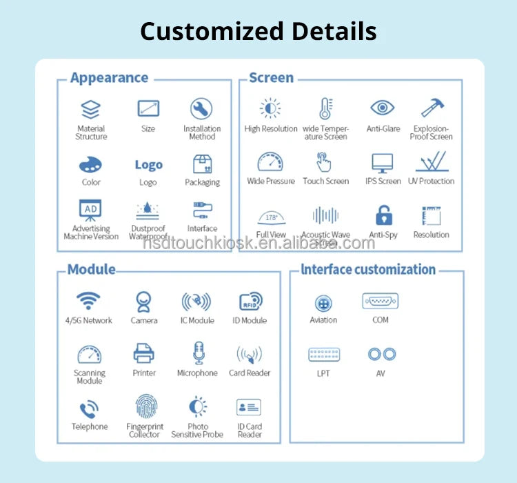 32 43 49 55 Inch Wall Mount Android LCD Monitor Touch Screen Kiosk Indoor Advertising Video Player