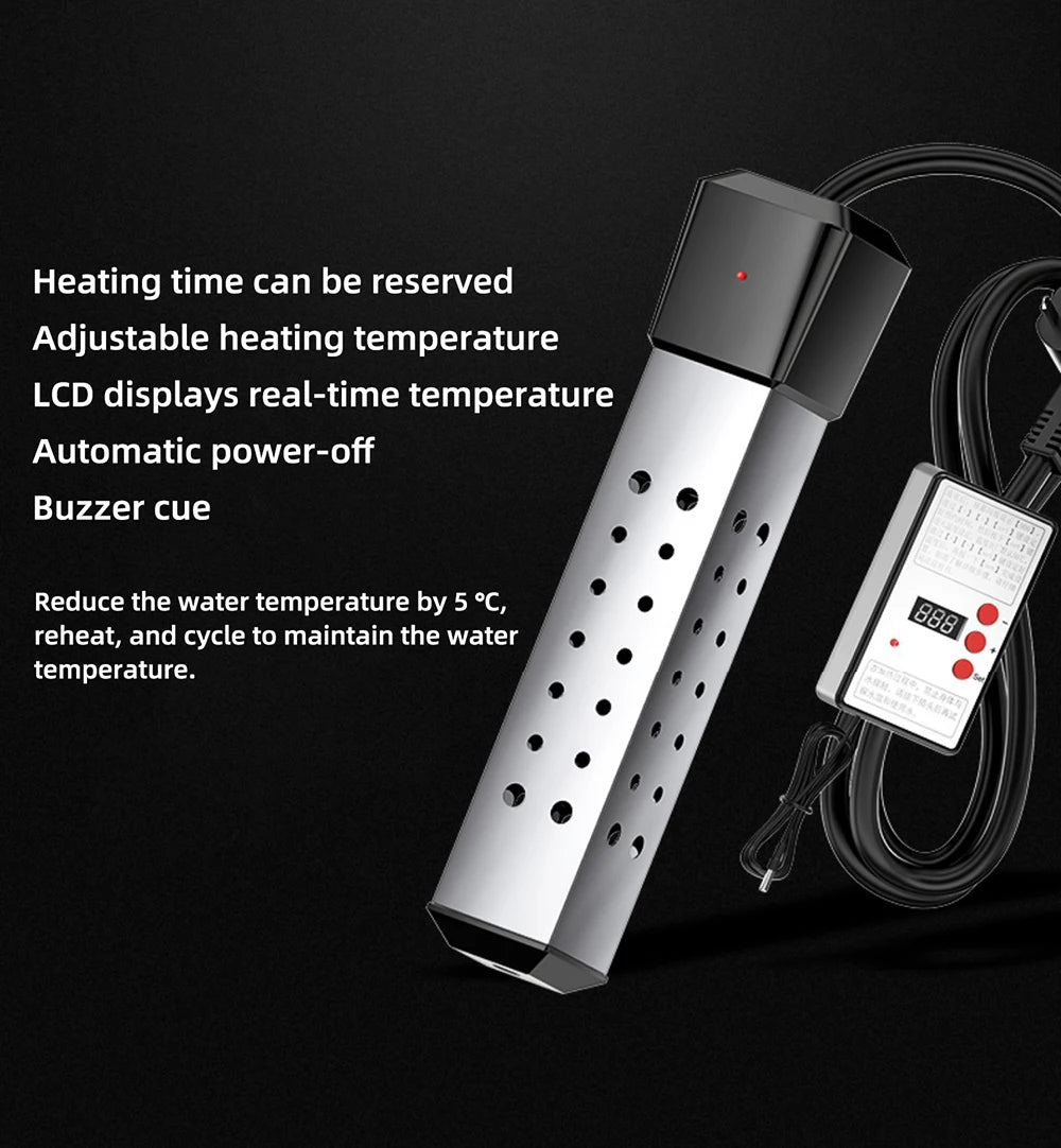 110V/220V 2000W Electric Heater Boiler Water Heating Elements Portable Immersion Thermostatic Heater for Bathroom Swimming Pool