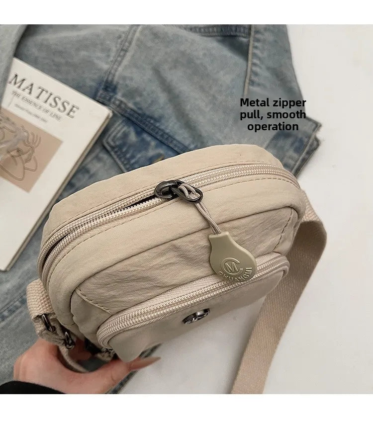 Waterproof Nylon Mobile Phone Bag Portable  Three-Layer Coin Purse Crossbody Bag for Youth Casual Simple Style Functional...