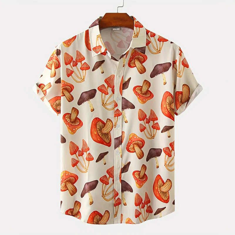 New 3D Dinosaur Printing Shirts for Men Plants Mushroom Graphic Shirts for Women Children Fashion Hawaiian Shorts & Blouses Tops