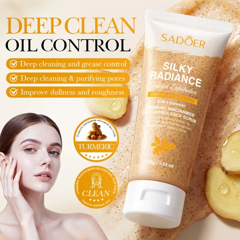 2Pcs Turmeric Niacinamide Facial Scrub Deep Cleansing Hydrating Exfoliating Balm Brightening and Radiance for Healthy Skin