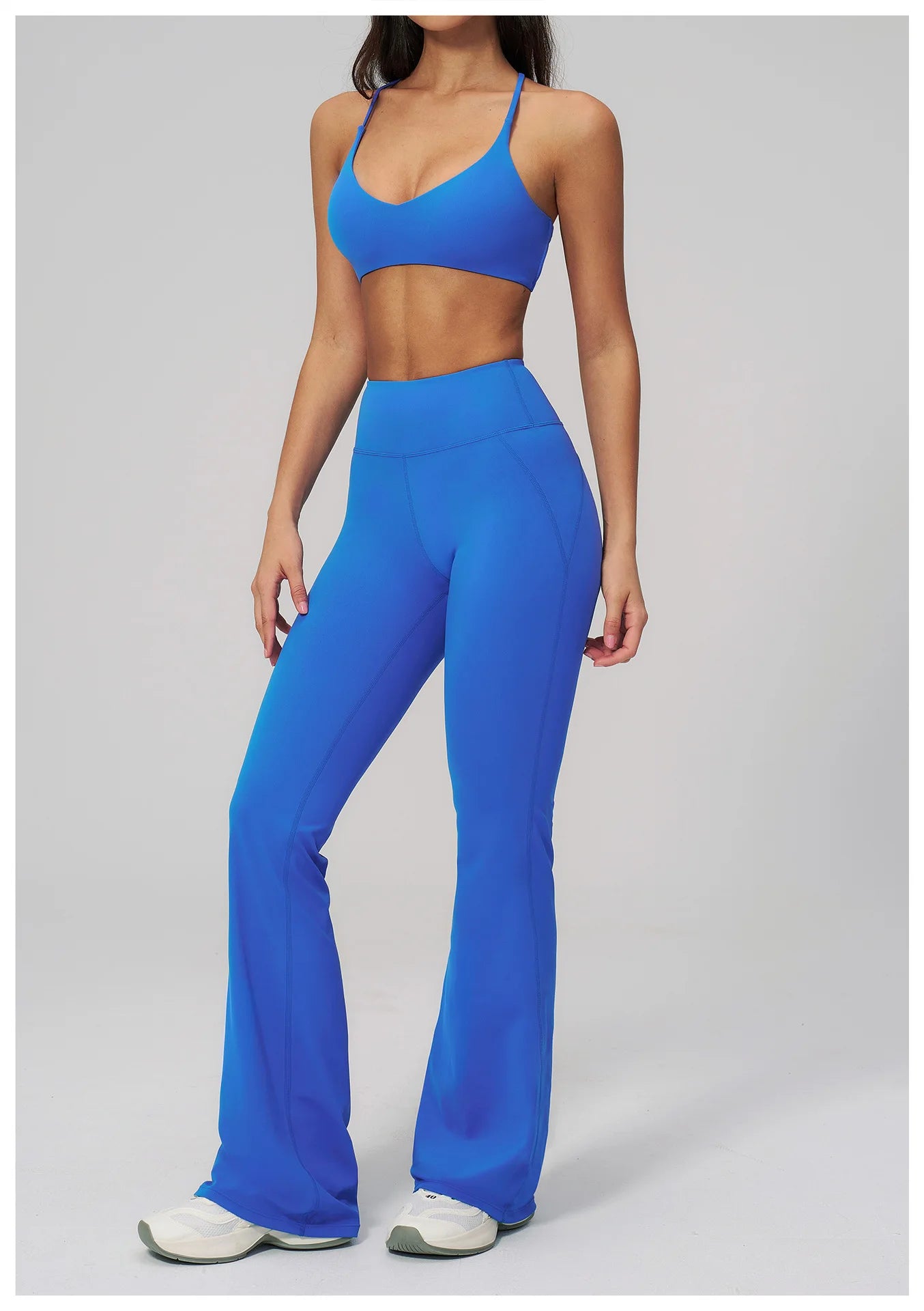 Women's Tracksuits 2PCS Flared Pants Yoga Set Gym Fitness Outfits Female Shockproof Sports Bra Yoga Workout Clothes Sports Sets
