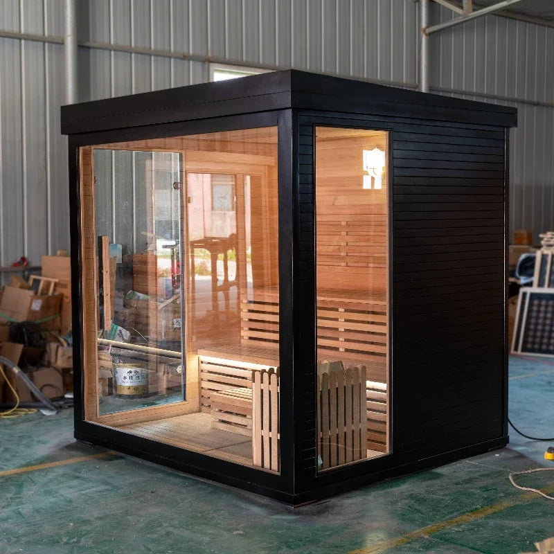 Traditional Outdoor Steam Sauna Room Customizable Size with Sauna Stove & Stones for Home
