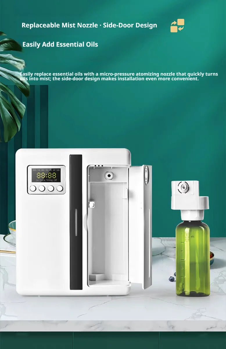 Smart Aroma Diffuser 300m³ Built-in Pressurized Fan Nano Mist Atomization Waterless Essential Oil Scent Machine for Home Hotel